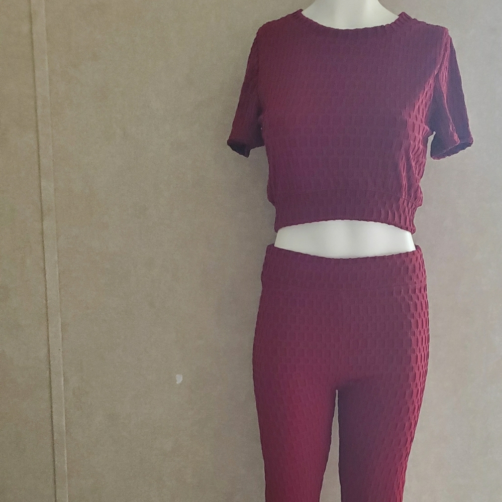 Workout Wave Burgundy set